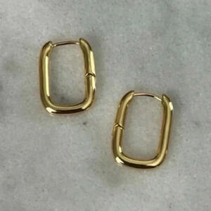 Gold Chunky Square Hoop Earrings Brand New